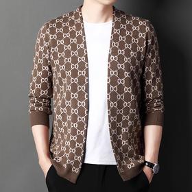 春秋季男士长袖针织衫青年潮流字母提花男装外套上衣服潮