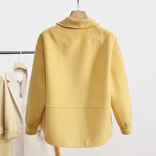 D6096        纯色气质通勤翻领单排扣双面羊绒大衣短款外套 商品图1