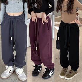 儿童加绒裤子2024秋中大童韩版一体绒加厚休闲裤宝宝网红百搭长裤