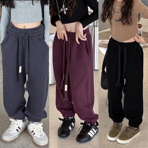 儿童加绒裤子2024秋中大童韩版一体绒加厚休闲裤宝宝网红百搭长裤 商品图0