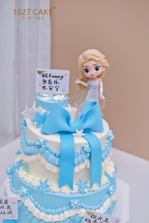 1027CAKE | 双层  爱莎主题 冰雪奇缘 公主 周岁 蝴蝶结 商品图3