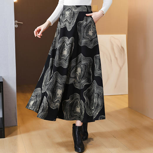 MZ 12436加厚半身裙气质大摆裙高腰显瘦a字伞裙 商品图3