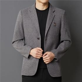 秋冬季男士翻领休闲西服中年字母刺绣宽松爸爸装商务西装