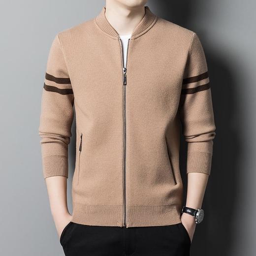 长袖针织开衫男士秋冬季新款韩版潮流休闲百搭立领拉链外套上衣男 商品图1