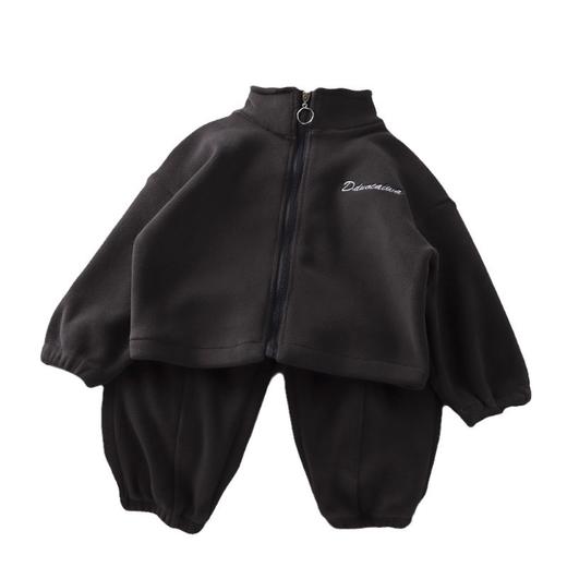 儿童秋冬加绒加厚保暖套装韩版男童女童奥利 绒俩件套中大童 商品图4