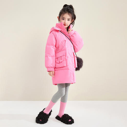 笛莎DESHA童装女童羽绒服2023冬季新款时尚长款羽绒服 商品图2