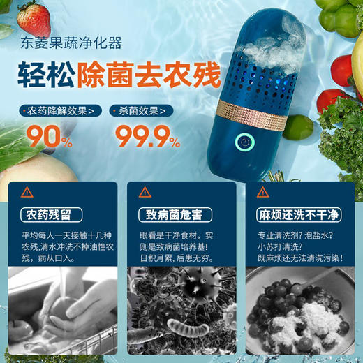 【行业爆款·除菌率99.9%】东菱(Donlim)胶囊果蔬清洗机家用洗菜机蔬菜水果食材净化机器去农残清洗机除菌神器 无线便携 DL-001 商品图1