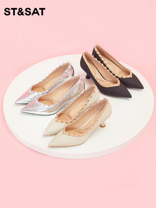 星期六V口铆钉尖头细高跟SS33111941 商品图1