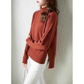 重磅牦牛绒毛衣女宽松外穿2023春季新款高领时尚女士坑条打底