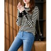 长袖条纹针织打底衫女 2023春季新款韩版宽松百搭长袖t恤女 商品缩略图0