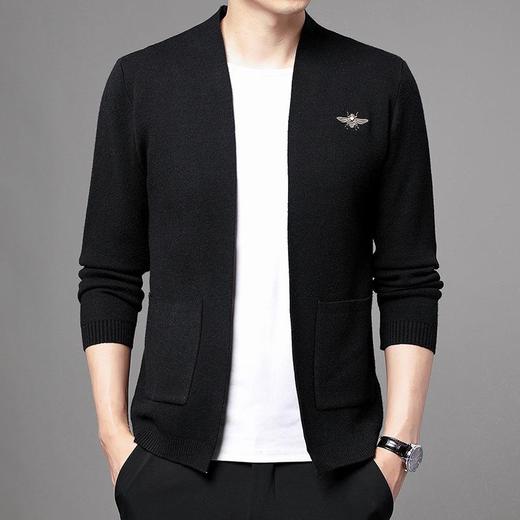 春秋季男士长袖针织开衫青年潮流蜜蜂印花男装外套上衣服 商品图1