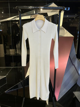 修身衬衫领毛衫裙