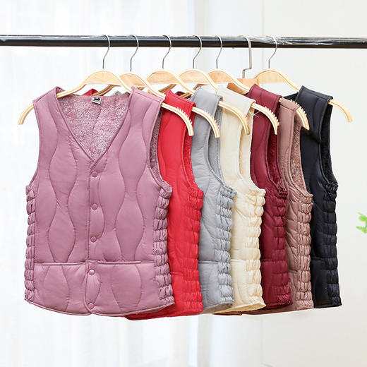 女士2024秋冬新款防寒保暖棉马甲纯色加绒加厚中老年贴身内穿背心 商品图1