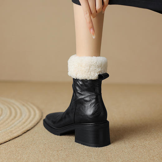 爆款百搭，头层手抓羊皮+羊羔毛短靴NJMK-K801 商品图10