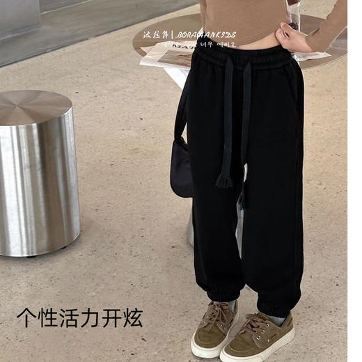 儿童加绒裤子2024秋中大童韩版一体绒加厚休闲裤宝宝网红百搭长裤 商品图2
