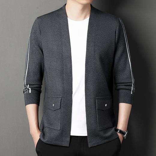 春秋季男士长袖针织开衫中青年潮流休闲外穿毛衫外套上衣 商品图0