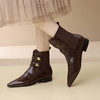 时尚个性，加绒保暖尖头真皮拼接低跟短靴XL794 商品缩略图7