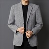 秋冬季男士翻领休闲西服中年字母刺绣宽松爸爸装商务西装 商品缩略图0