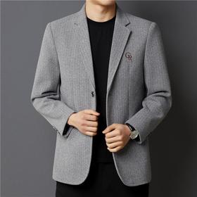 秋冬季男士翻领休闲西服中年字母刺绣宽松爸爸装商务西装