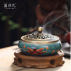 金莲彩绘铜香炉香插 熏香炉家用室内盘香 商品缩略图3