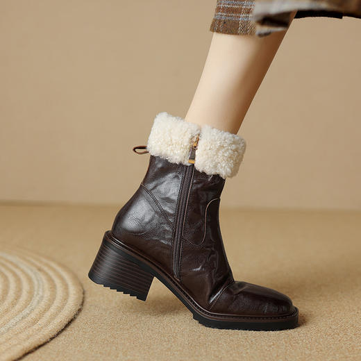 爆款百搭，头层手抓羊皮+羊羔毛短靴NJMK-K801 商品图3