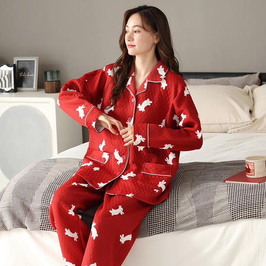 秋冬新款【纯棉夹层产后月子服】孕妇空气棉睡衣 婴儿哺乳家居服 商品图2