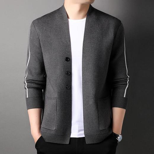 春秋季长袖男士针织开衫中青年潮流休闲男装外套上衣 商品图0
