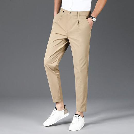 夏季男士冰丝薄款九分裤韩版中青年修身潮流男裤 商品图3