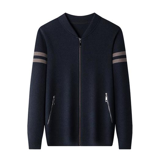 长袖针织开衫男士秋冬季新款韩版潮流休闲百搭立领拉链外套上衣男 商品图4