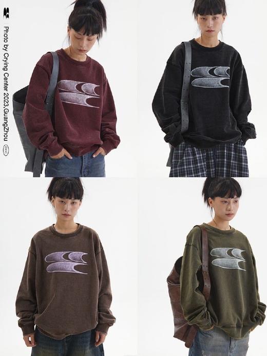 CryingCenter秋冬裂纹logo做旧水洗炒色圆领长袖卫衣潮牌哭喊中心 商品图0