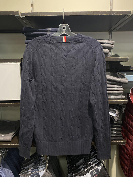 TOMMY HILFIGER/汤米 男士秋冬纯棉圆领扭麻花保暖刺绣标针织衫 商品图2