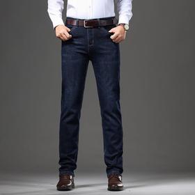 春秋季男士休闲牛仔裤中年棉质中腰微弹爸爸男装长裤
