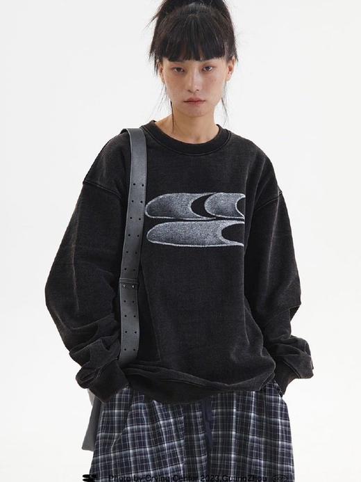 CryingCenter秋冬裂纹logo做旧水洗炒色圆领长袖卫衣潮牌哭喊中心 商品图3