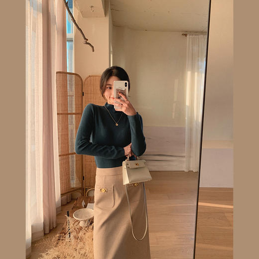 【金蘑菇菇 小黑金半裙】藏肉显比例的H版型 复古优雅格子长短款 商品图0