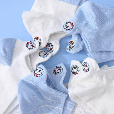 「10双批发装！萌趣款」新款叮当猫船袜女 刺绣卡通短筒袜子女棉质ins女袜配饰 商品图2