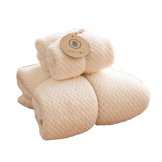 「三件套！菠萝格加厚套装」加厚浴巾干发帽三件套 男女家用吸水珊瑚绒菠萝格洗澡可裹可穿居家布艺 商品图3