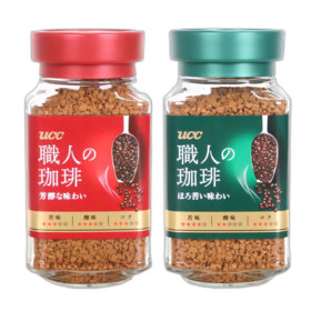 日本UCC职人速溶黑咖啡粉90g 绿标/红标随享醇香方便速溶 023339/021827