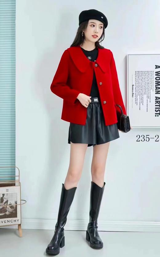 D6094      法式气质减龄百搭短款娃娃领双面羊绒大衣外套 商品图0