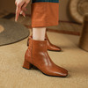 简约百搭，法式优雅粗跟后拉链短靴PS2151 商品缩略图8