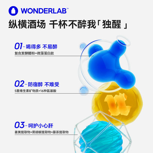 【跨境保税仓直发】万益蓝 WonderLab 独醒解酒药醒酒胶囊，酒前酒后职场应酬过节聚餐必备，呵护护肝保养肠胃 商品图3