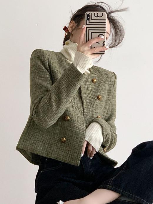 秋冬【复古小香风粗花呢外套】小个子法式短款上衣 氛围感 商品图3