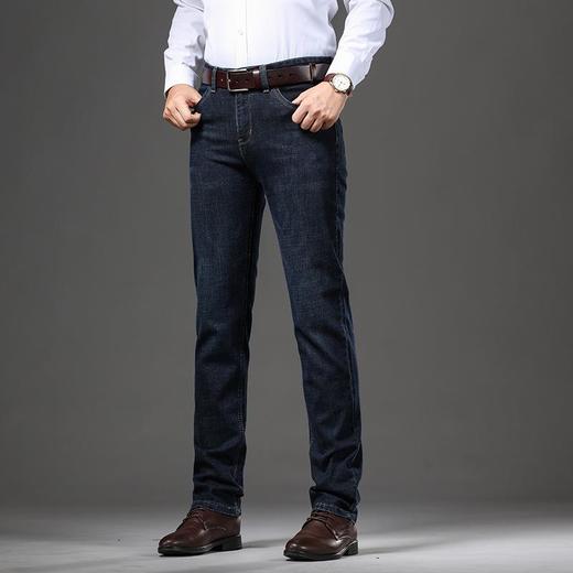 秋冬季男士休闲牛仔裤中年棉质宽松中腰微弹爸爸男装长裤 商品图1