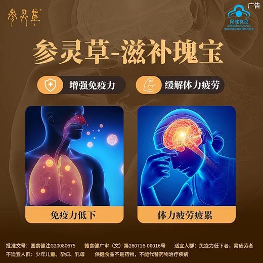 江中【参灵草】西洋参灵芝蝙蝠蛾拟青霉口服液5瓶冬虫夏草增强免疫力 商品图4