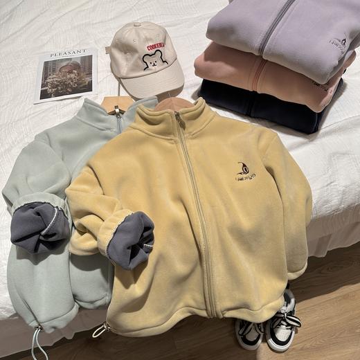 奥粒绒男女童校服神器保暖秋冬3-16岁童装外套儿童加绒摇粒绒亲子 商品图1