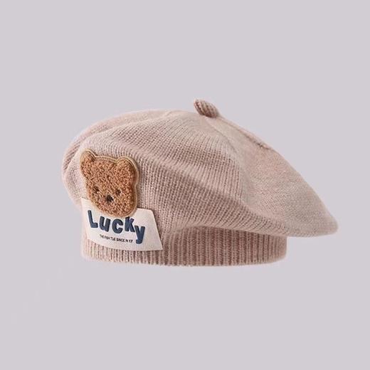 儿童帽子秋冬款婴幼儿针织贝雷帽可爱小熊男女童宝宝画家毛线帽潮 商品图1