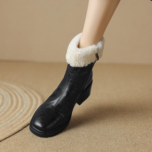 爆款百搭，头层手抓羊皮+羊羔毛短靴NJMK-K801 商品图6