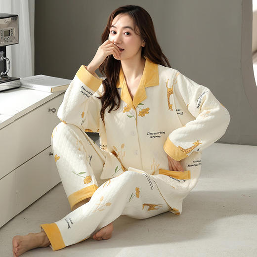 秋冬新款【纯棉夹层产后月子服】孕妇空气棉睡衣 婴儿哺乳家居服 商品图10