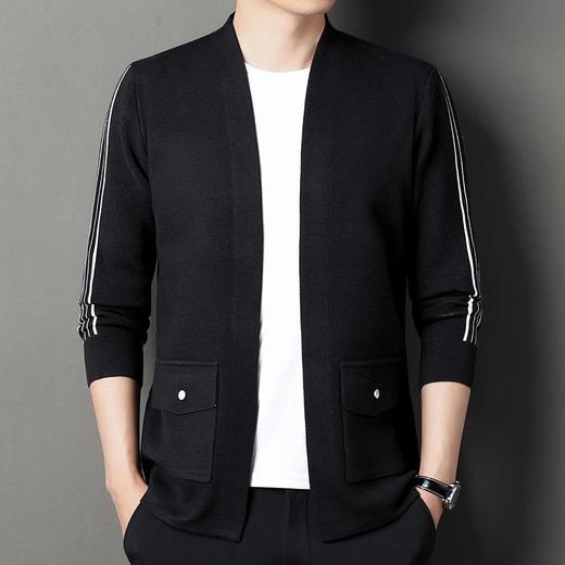 春秋季男士长袖针织开衫中青年潮流休闲外穿毛衫外套上衣 商品图3