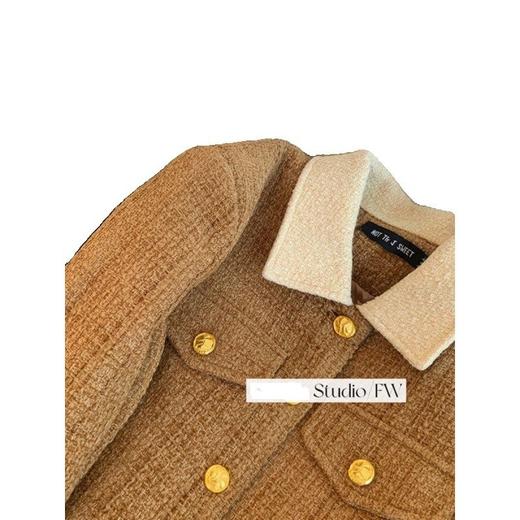 秋冬【咖色法式名媛小香风外套】夹棉气质氛围感 百搭小个子 商品图4