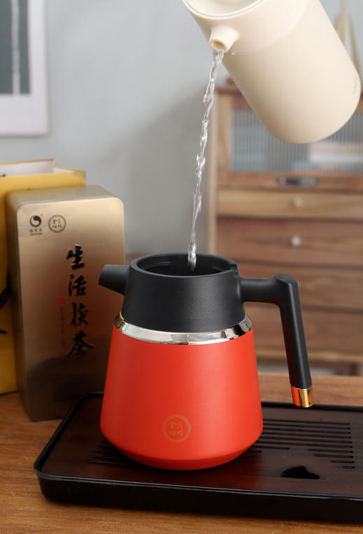 金花姑姑定制 红色保温泡茶壶 1.3L 商品图2